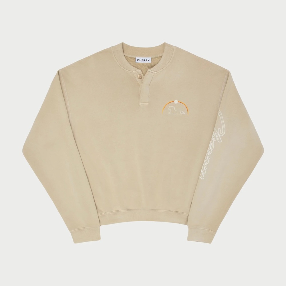 Cherry LA Stardust Henley Crewneck (Beige) Small